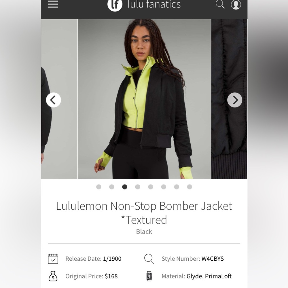 Lululemon non stop bomber jacket